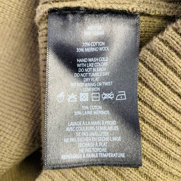 AETHER Size L Black Olive Two Toned Cotton Merino Wool Crew-Neck Sweater - Picture 5 of 5